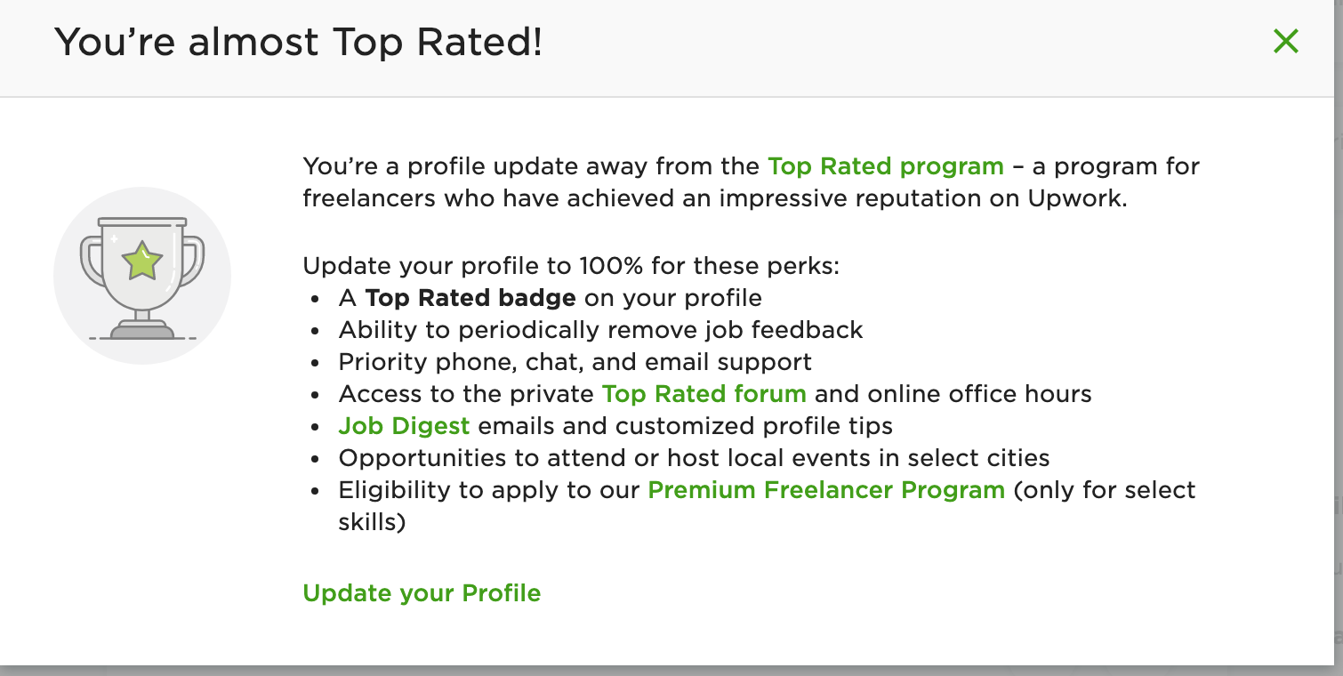 Top rated Badge On UPWORK