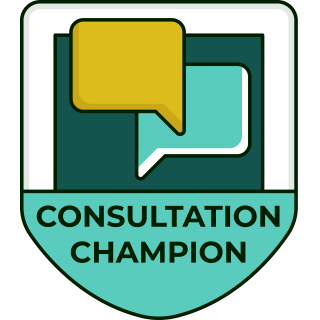 To earn this badge, complete the Consultations learning path. badge