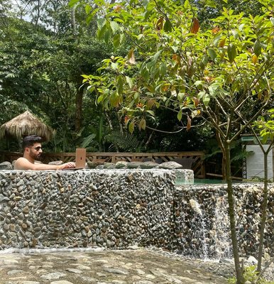 working from a hotspring