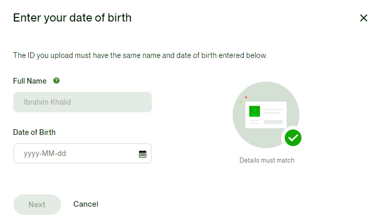 Old name showing on ID Verification.